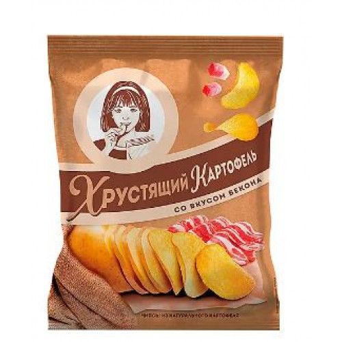 «Хрустящий картофель», чипсы со вкусом бекона, произведены из свежего картофеля, 160 гр. KDV