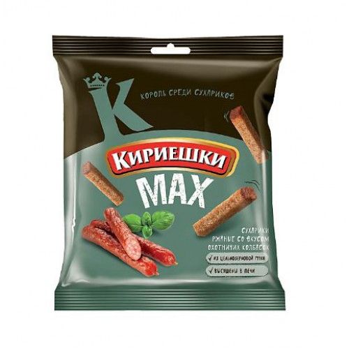 «Кириешки», сухарики со вкусом охотничьих колбасок, 40 гр. KDV
